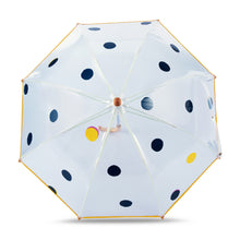 Lade das Bild in den Galerie-Viewer, Kids transparent dome umbrella - POLKA DOTS - navy/yellow