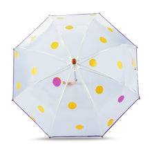 Lade das Bild in den Galerie-Viewer, Kids transparent dome umbrella - POLKA DOTS - yellow/lilac