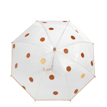 Lade das Bild in den Galerie-Viewer, Kids transparent dome umbrella - POLKA DOTS - caramel/beige
