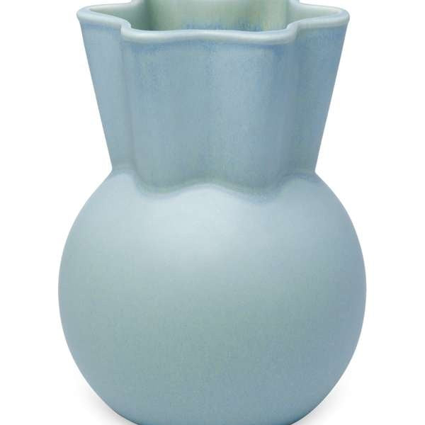 Vase, geschwungene Oberseite, Hellblau