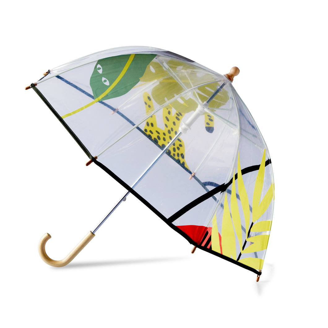 Kids transparent dome umbrella - JUNGLE - greens